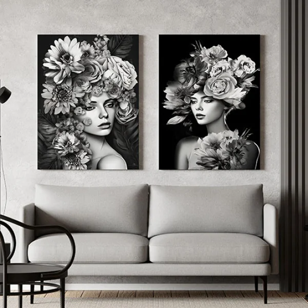 Femei si Flori - Set 2 Tablouri