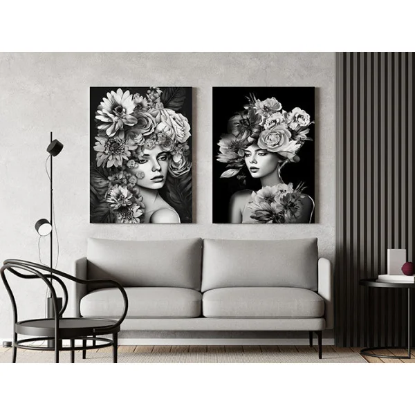 Femei si Flori - Set 2 Tablouri