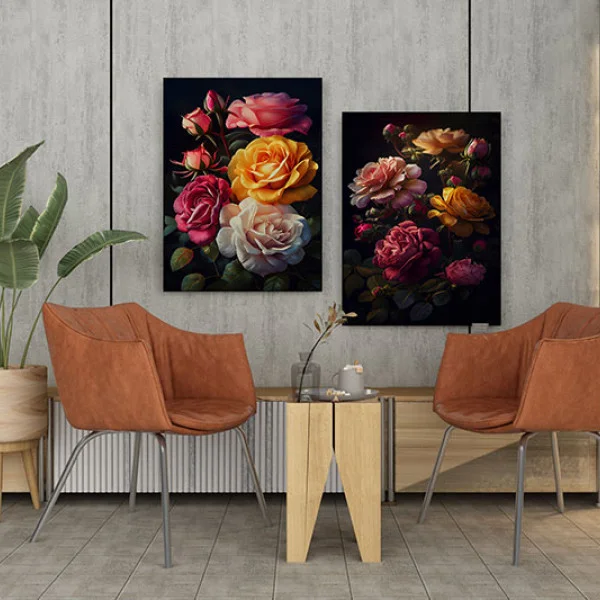 Trandafiri Multicolori - Set 2 Tablouri