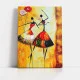 Tablou Abstract Premium Pasiune Solară – Artă Canvas Modernă cu Siluete de Dansatoare și Rochii Multicolore pentru Living sau Hol