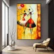 Tablou Abstract Premium Pasiune Solară – Artă Canvas Modernă cu Siluete de Dansatoare și Rochii Multicolore pentru Living sau Hol