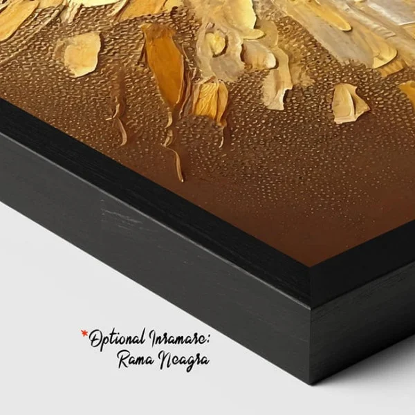 Tablou Abstract Premium Rădăcini de Eleganță – Artă Canvas Modernă cu Balerină în Rochie Texturată Aurie pentru Living de Lux