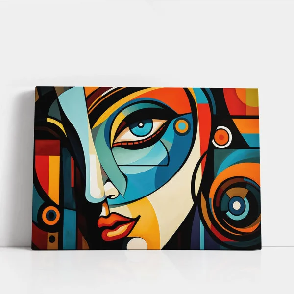 Tablou Abstract Premium Poezia Formei – Artă Canvas Modernă Orizontală cu Portret Cubist pentru Living