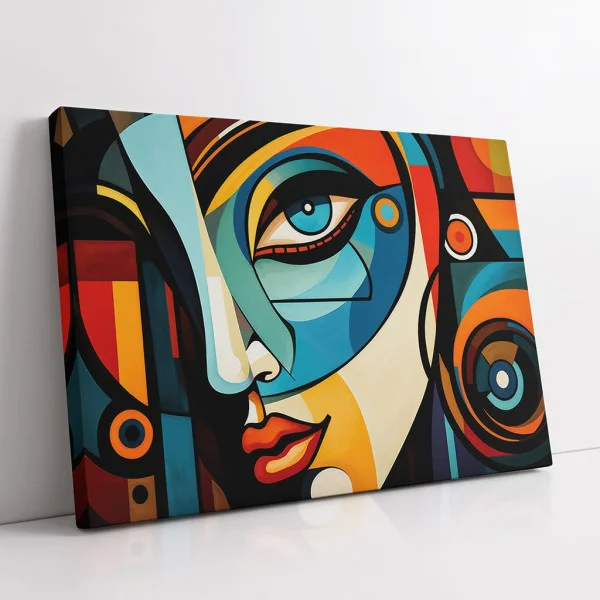 Tablou Abstract Premium Poezia Formei – Artă Canvas Modernă Orizontală cu Portret Cubist pentru Living