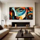 Tablou Abstract Premium Poezia Formei – Artă Canvas Modernă Orizontală cu Portret Cubist pentru Living