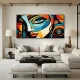 Tablou Abstract Premium Poezia Formei – Artă Canvas Modernă Orizontală cu Portret Cubist pentru Living