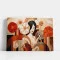 Tablou Abstract Premium Pictură Senzorială – Artă Canvas Modernă Cubistă cu Portret Feminin și Flori pentru Dormitor sau Living