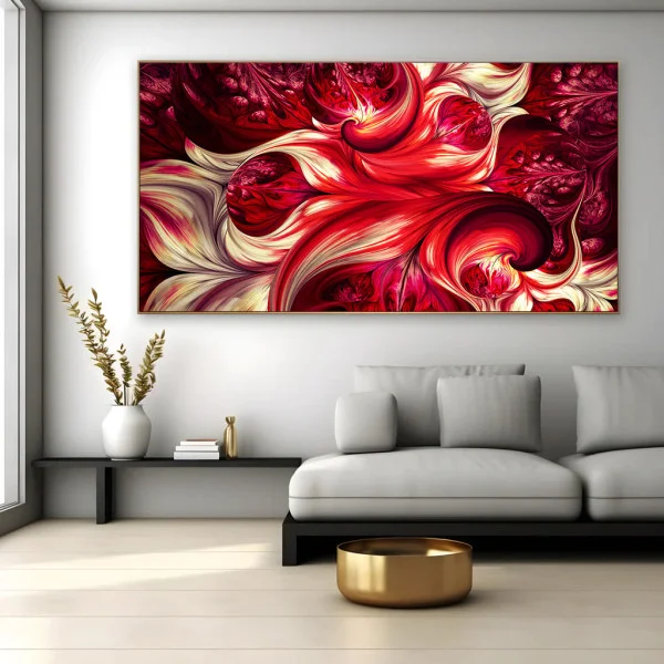 Tablou Abstract Ritmuri Vizuale – Canvas Premium Roșu pentru Living Modern