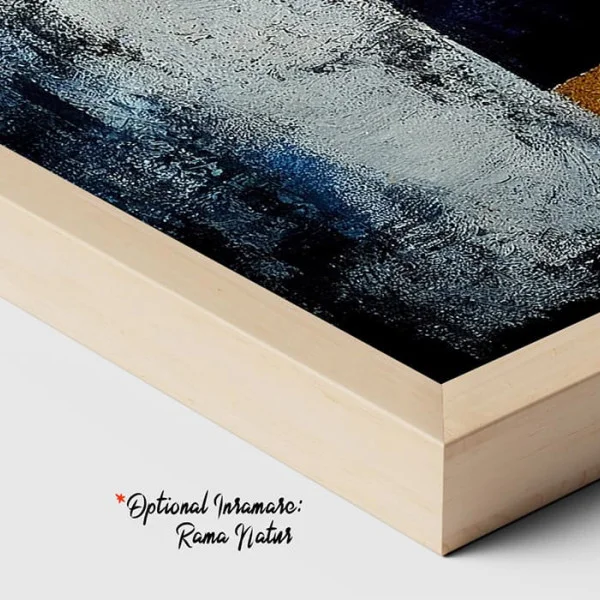 Tablou canvas abstract - Soarele și Luna, compoziție cu două chipuri stilizate în nuanțe de auriu și albastru pentru interioare luxury