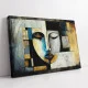 Tablou Abstract Premium Rezonanța Gândurilor – Artă Canvas Modernă cu Chip Stilizat și Accente Geometrice pentru Living de Lux