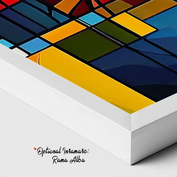 Tablou Abstract Suflete în Rezonanță – Portret Mozaic cu un Cuplu Stilizat pentru Living sau Dormitor
