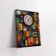 Tablou canvas abstract - Scurgerea Timpului, compoziție cubistă multicoloră cu ceasuri stilizate ideală pentru decoruri avangardiste sau birouri creative