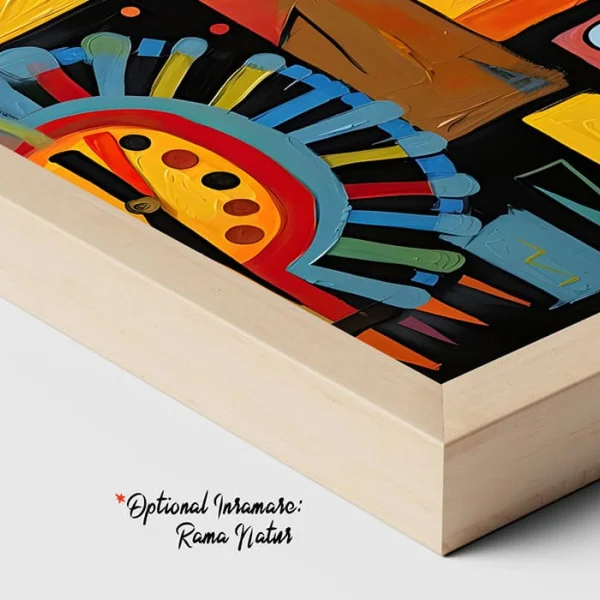 Tablou canvas abstract - Scurgerea Timpului, compoziție cubistă multicoloră cu ceasuri stilizate ideală pentru decoruri avangardiste sau birouri creative
