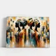 Tablou Abstract Premium Pași prin Lumină – Artă Canvas Modernă cu Siluete Africane Multicolore pentru Dormitor sau Hol