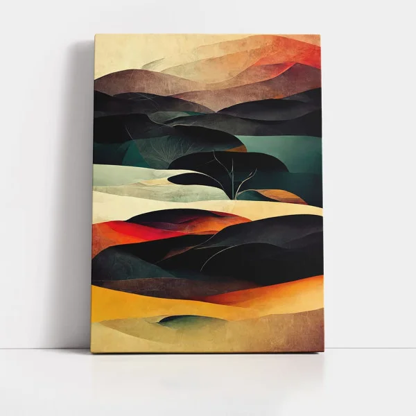 Tablou Abstract Premium Dealurile Copilăriei – Artă Canvas Modernă cu Peisaj Colinar și Linii Curbe pentru Living, Dormitor sau Hol