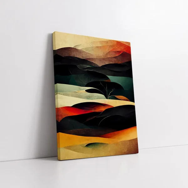 Tablou Abstract Premium Dealurile Copilăriei – Artă Canvas Modernă cu Peisaj Colinar și Linii Curbe pentru Living, Dormitor sau Hol