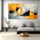 Tablou Abstract Premium Răsărit de Lună – Artă Canvas Modernă cu Elemente Geometrice și Accente Ocru pentru Decoruri de Elită