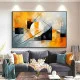 Tablou Abstract Premium Răsărit de Lună – Artă Canvas Modernă cu Elemente Geometrice și Accente Ocru pentru Decoruri de Elită