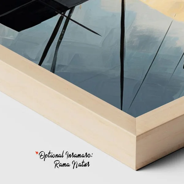 Tablou Abstract Premium Răsărit de Lună – Artă Canvas Modernă cu Elemente Geometrice și Accente Ocru pentru Decoruri de Elită