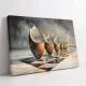 Tablou Abstract Premium Raze Sfioase – Artă Canvas Modernă cu Cupe Metalice Patinate și Lavandă pentru Living de Lux