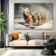 Tablou Abstract Premium Raze Sfioase – Artă Canvas Modernă cu Cupe Metalice Patinate și Lavandă pentru Living de Lux