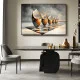 Tablou Abstract Premium Raze Sfioase – Artă Canvas Modernă cu Cupe Metalice Patinate și Lavandă pentru Living de Lux