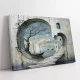 Tablou Abstract Premium Râu de Lumină – Artă Canvas Modernă cu Peisaj Suprarealist și Corăbii pentru Living de Lux
