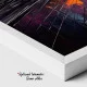 Tablou Abstract Premium Neon Gravity – Artă Canvas Modernă Futuristă cu Peisaj Urban și Reflexii pentru Dormitor, Birou sau Living