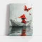 Tablou Abstract Premium O Lume Minunată – Artă Canvas Modernă cu Copil în Barcă de Hârtie și Fluture Roșu pentru Camera Copilului sau Living