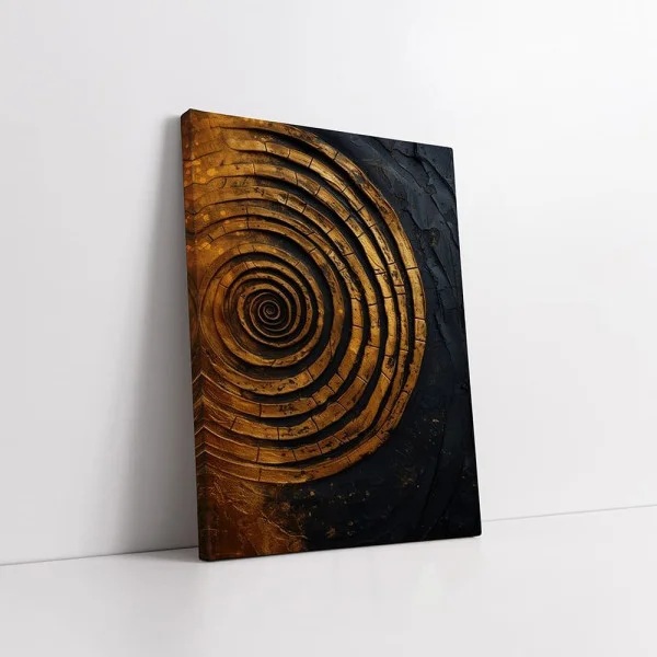 Tablou Abstract Canvas Spirală Aurie 3D – Energiile Infinitului, decor premium pentru hol