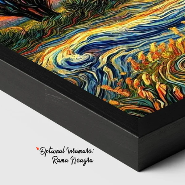 Tablou Abstract Premium Arta Naturii – Artă Canvas Modernă Post-Impresionistă cu Apus de Soare și Chiparos pentru Living, Birou sau Hol