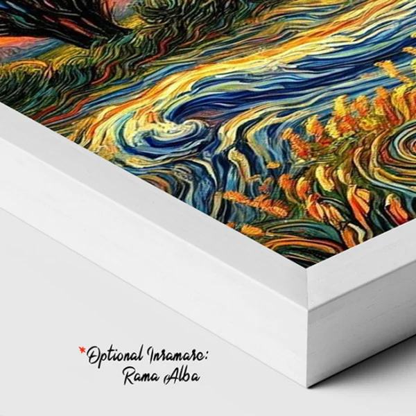 Tablou Abstract Premium Arta Naturii – Artă Canvas Modernă Post-Impresionistă cu Apus de Soare și Chiparos pentru Living, Birou sau Hol