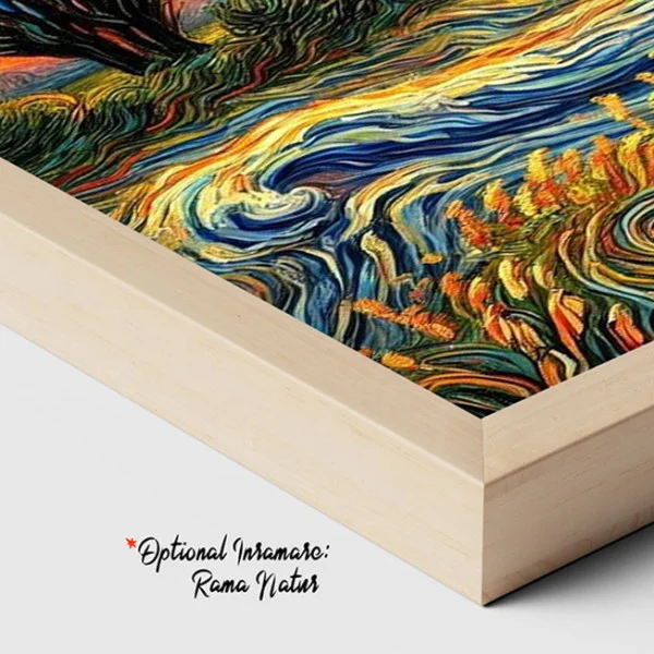 Tablou Abstract Premium Arta Naturii – Artă Canvas Modernă Post-Impresionistă cu Apus de Soare și Chiparos pentru Living, Birou sau Hol