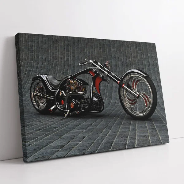 Tablou Auto Moto Premium Motocicleta Custom Chopper – Artă Canvas Modernă în Stil Industrial pentru Living Masculin, Birou sau Garaj