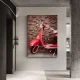 Tablou Moto Esența Nostalgiei – Canvas Scuter Vespa Roșu