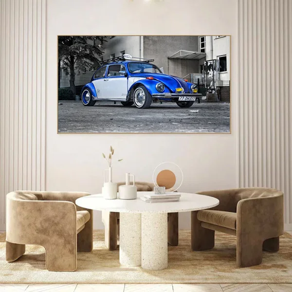 Tablou canvas auto - Patina Timpului Volkswagen Beetle, tablou retro cu mașină clasică, ideal pentru livinguri moderne sau birouri cu caracter