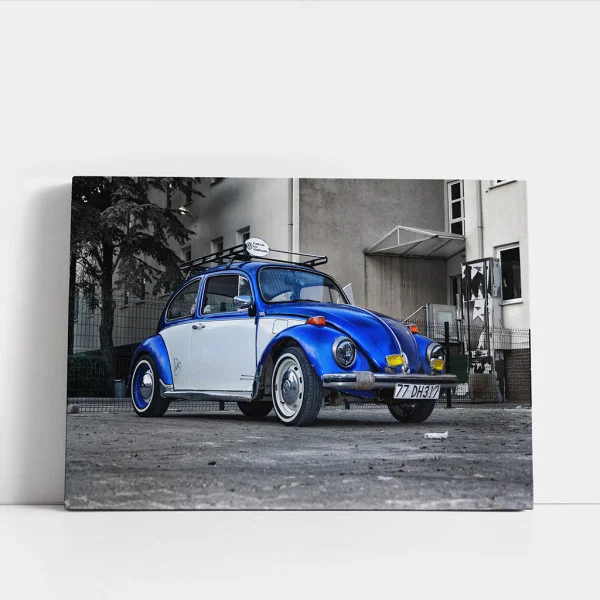 Tablou Auto Premium Patina Timpului Volkswagen Beetle – Artă Canvas Modernă cu Mașină Retro Broscuță pentru Birou, Living sau Hol