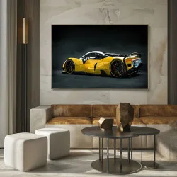 Tablou Auto Premium Strălucirea Performanței – Artă Canvas Modernă cu Supercar Sport Galben pentru Birou, Living sau Garaj