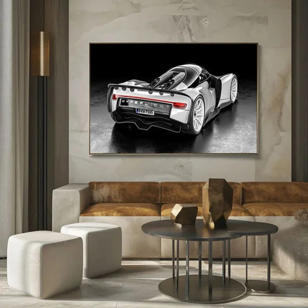 Tablou Auto Premium Silueta Performanței – Artă Canvas Modernă cu Hypercar Futuristic Hyperlight pentru Birou, Living sau Garaj
