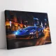 Tablou Auto Fiorul Vitezei – Canvas Decorativ Stil Cyberpunk cu Supercar Albastru