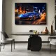 Tablou Auto Fiorul Vitezei – Canvas Decorativ Stil Cyberpunk cu Supercar Albastru