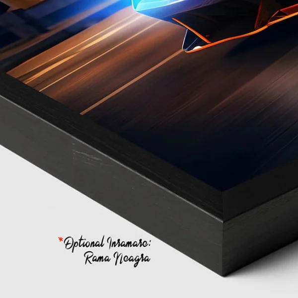 Tablou Auto Fiorul Vitezei – Canvas Decorativ Stil Cyberpunk cu Supercar Albastru