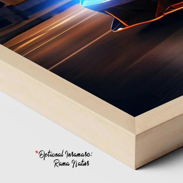 Tablou Auto Fiorul Vitezei – Canvas Decorativ Stil Cyberpunk cu Supercar Albastru