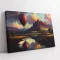 Tablou Balon Zbor în Culori – Artă Canvas Modernă cu Balon cu Aer Cald și Peisaj Montan pentru Living, Dormitor sau Hol