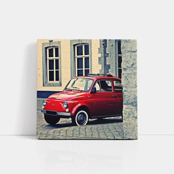Tablou Auto Premium Cinquecento – Artă Canvas Modernă cu Mașină Retro Italiană pentru Living, Birou sau Cafenea