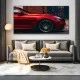 Tablou Auto Premium Furia Roșie – Artă Canvas Modernă cu Profil de Mașină Sport BMW și Jante din Aliaj pentru Birou, Living sau Garaj
