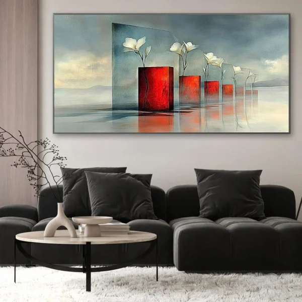 Tablou Abstract Libertatea Florilor – Canvas Premium Flori Albe