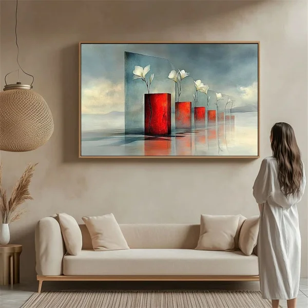 Tablou Abstract Libertatea Florilor – Canvas Premium Flori Albe