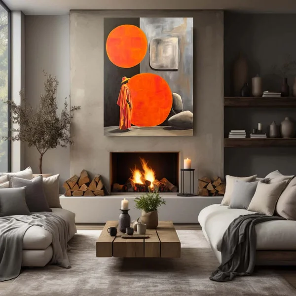 Tablou Abstract Pictând Vise Boeme – Canvas Premium Siluetă și Soare