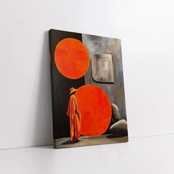 Tablou Abstract Pictând Vise Boeme – Canvas Premium Siluetă și Soare